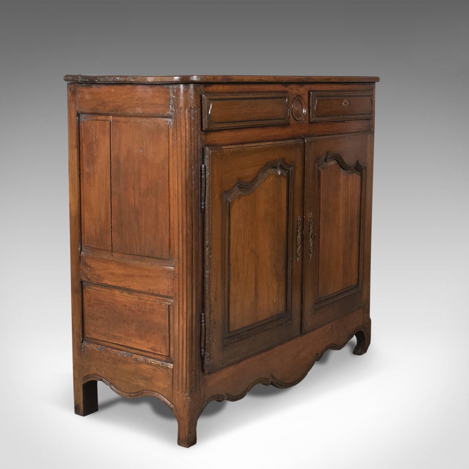 French Provincial French Antique Sideboard Cabinet, 18th Century Walnut Cupboard