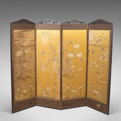 Antique Four Fold Screen, Victorian Room Divider