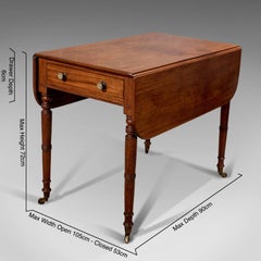 Antique Regency Pembroke Sofa Lamp Side Table English Mahogany, circa 1820