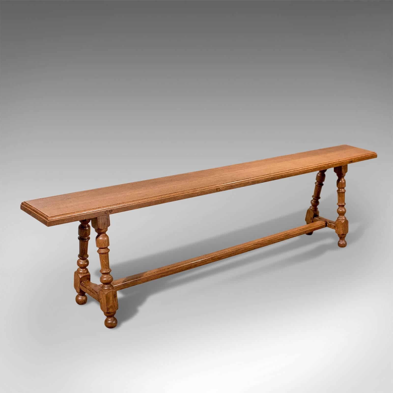 Arts and Crafts Antique Quality Edwardian English Oak Bench Seat Country Kitchen Pew, circa 1910