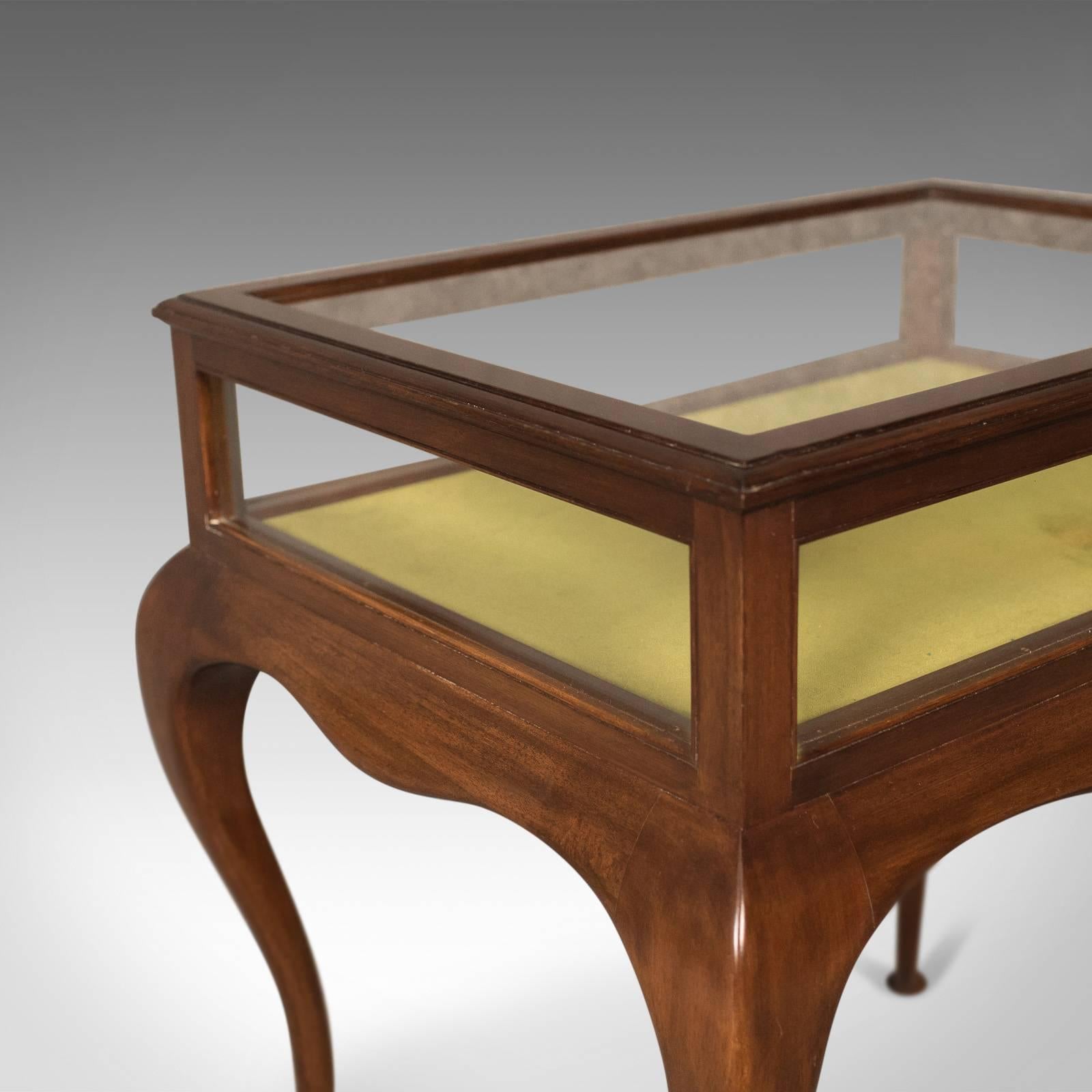 Mahogany Antique Bijouterie Table, George V Display Case, English, circa 1915