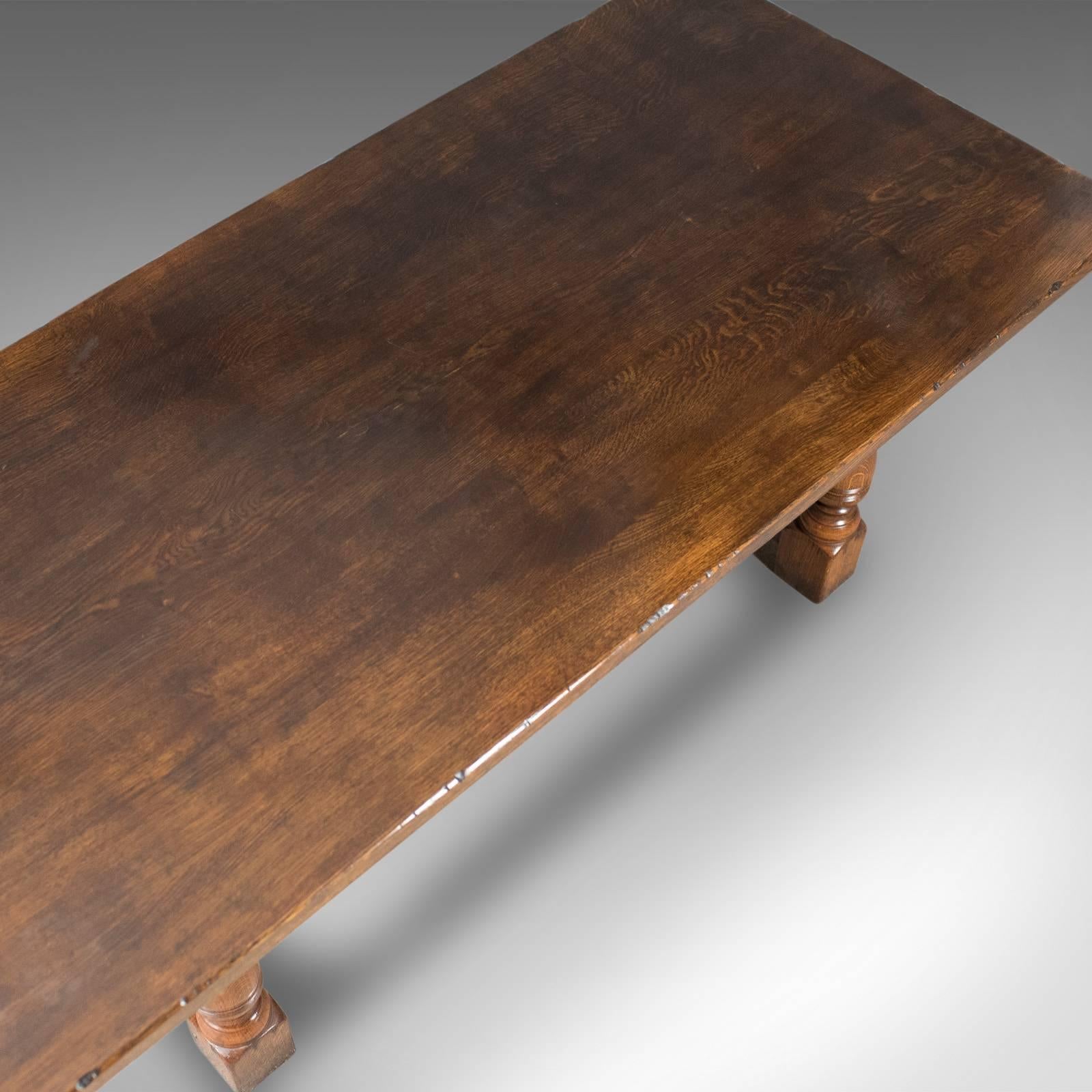 Six-Eight-Seat Oak Refectory Table, 17th Century Revival, Late 20th Century 1