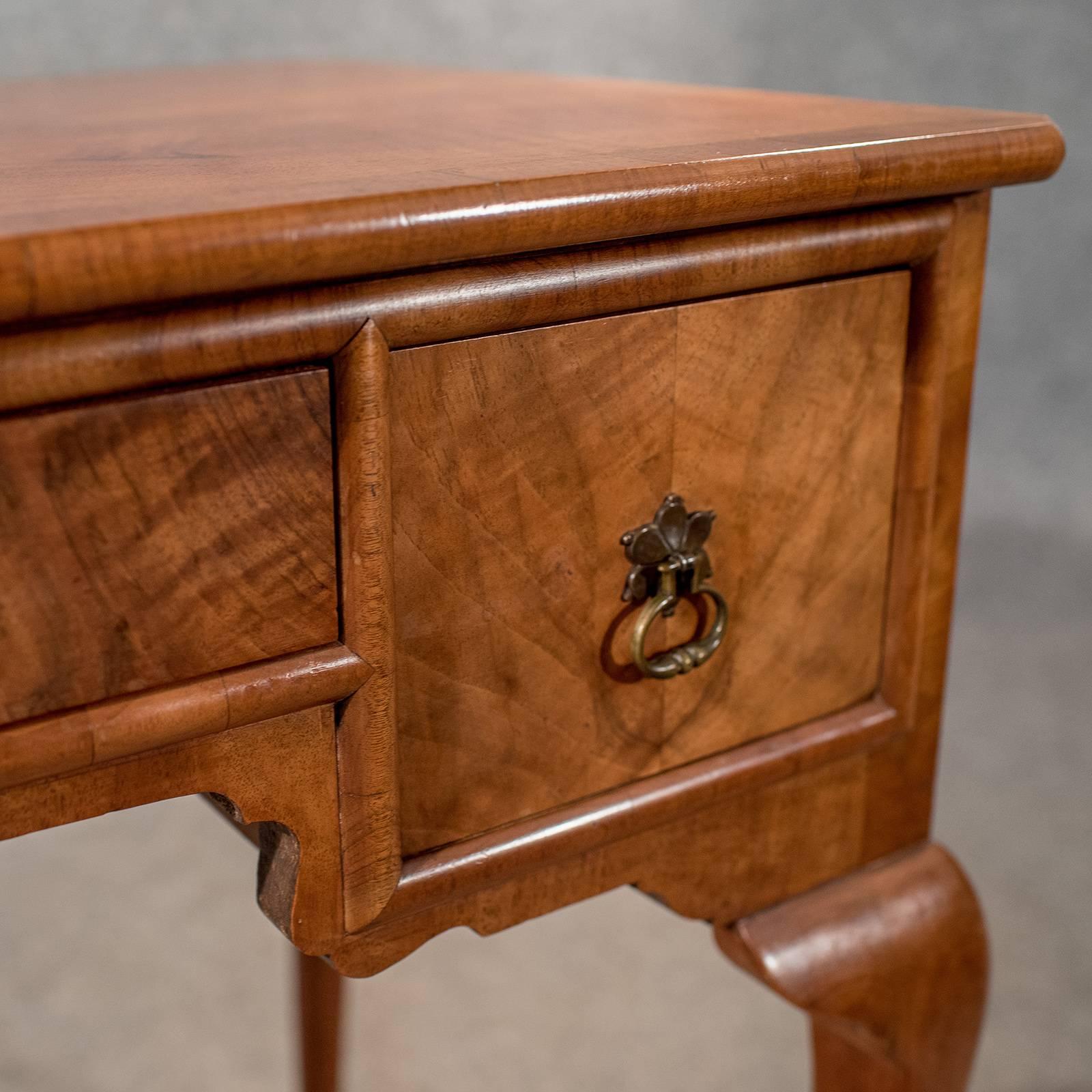 Writing Desk Library Table, Fine Burr Walnut English Edwardian, circa 1910 1