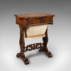 Antique Work Table, Victorian, Sewing, Chess, English, circa 1860