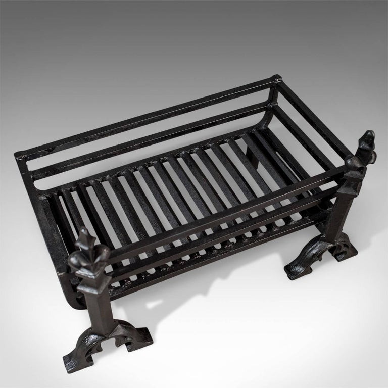 Antique Fire Grate Hearth Basket and Andiron Dogs Cast Iron Victorian