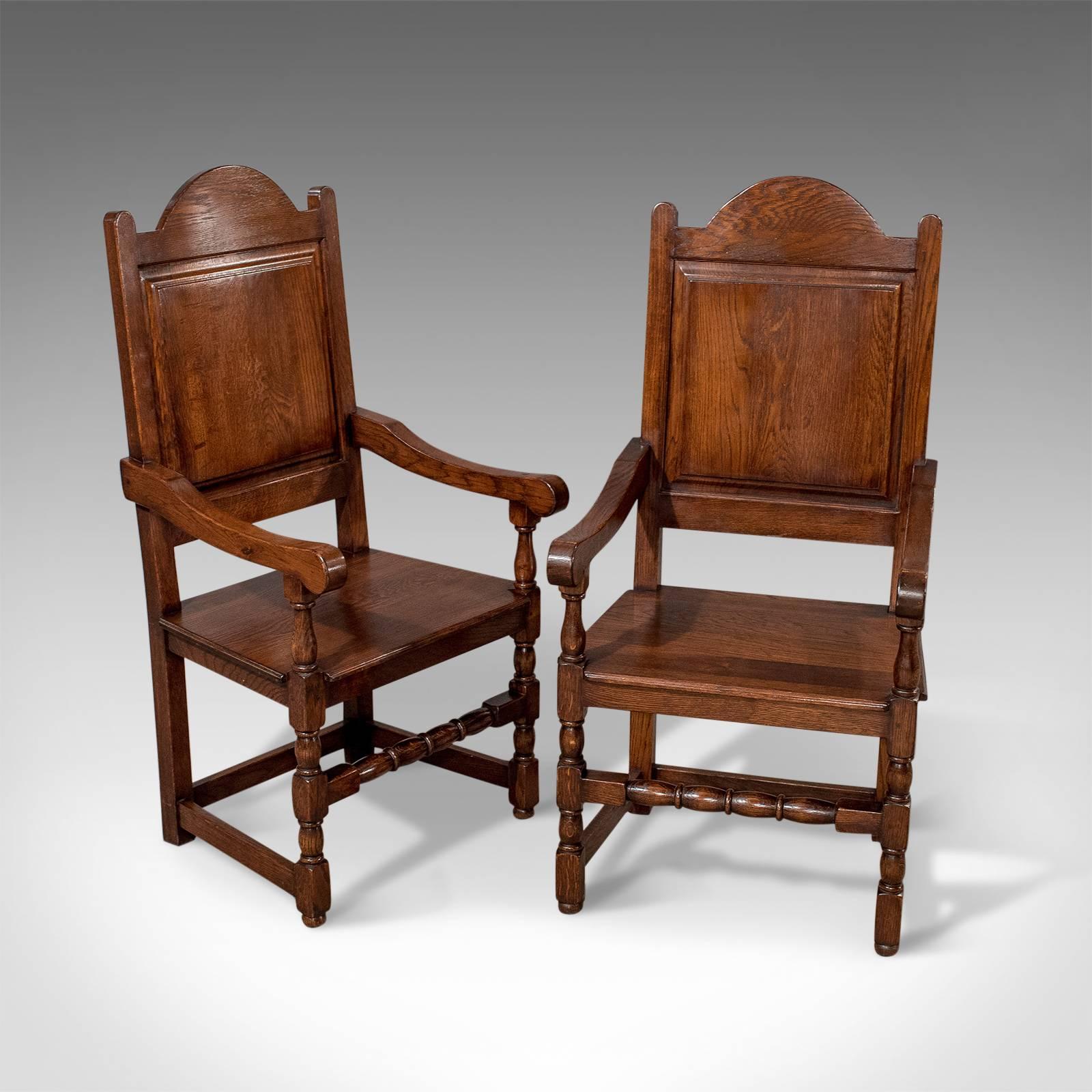 Set of Eight Oak Dining Chairs Edwardian Jacobean Revival Inc Carvers circa 1910 5