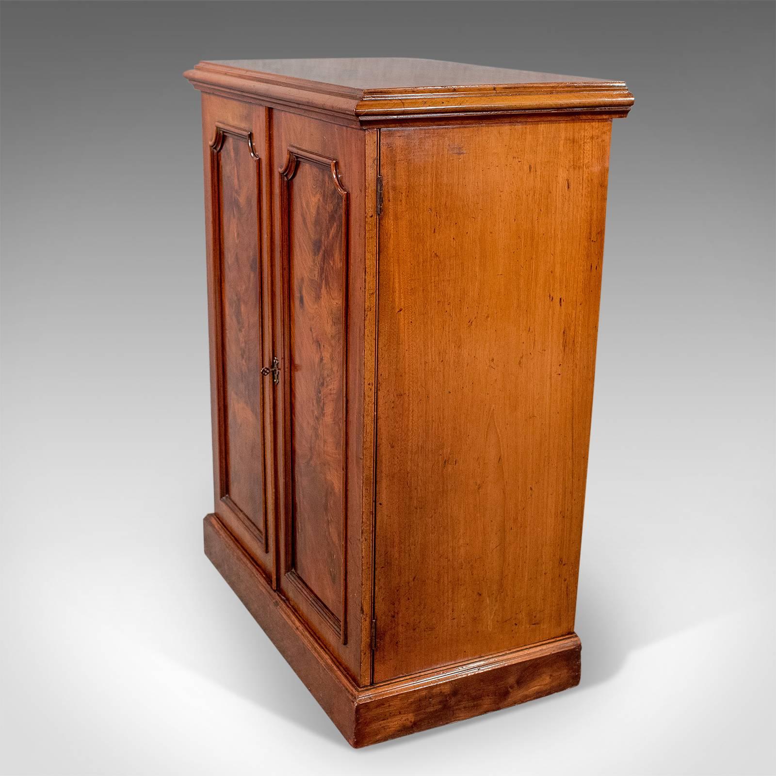 Antique Side Cabinet Cupboard Flame Mahogany English Victorian:: circa 1880 1