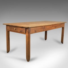 Antique French Farmhouse Table, 19th Century Pine, Kitchen Dining