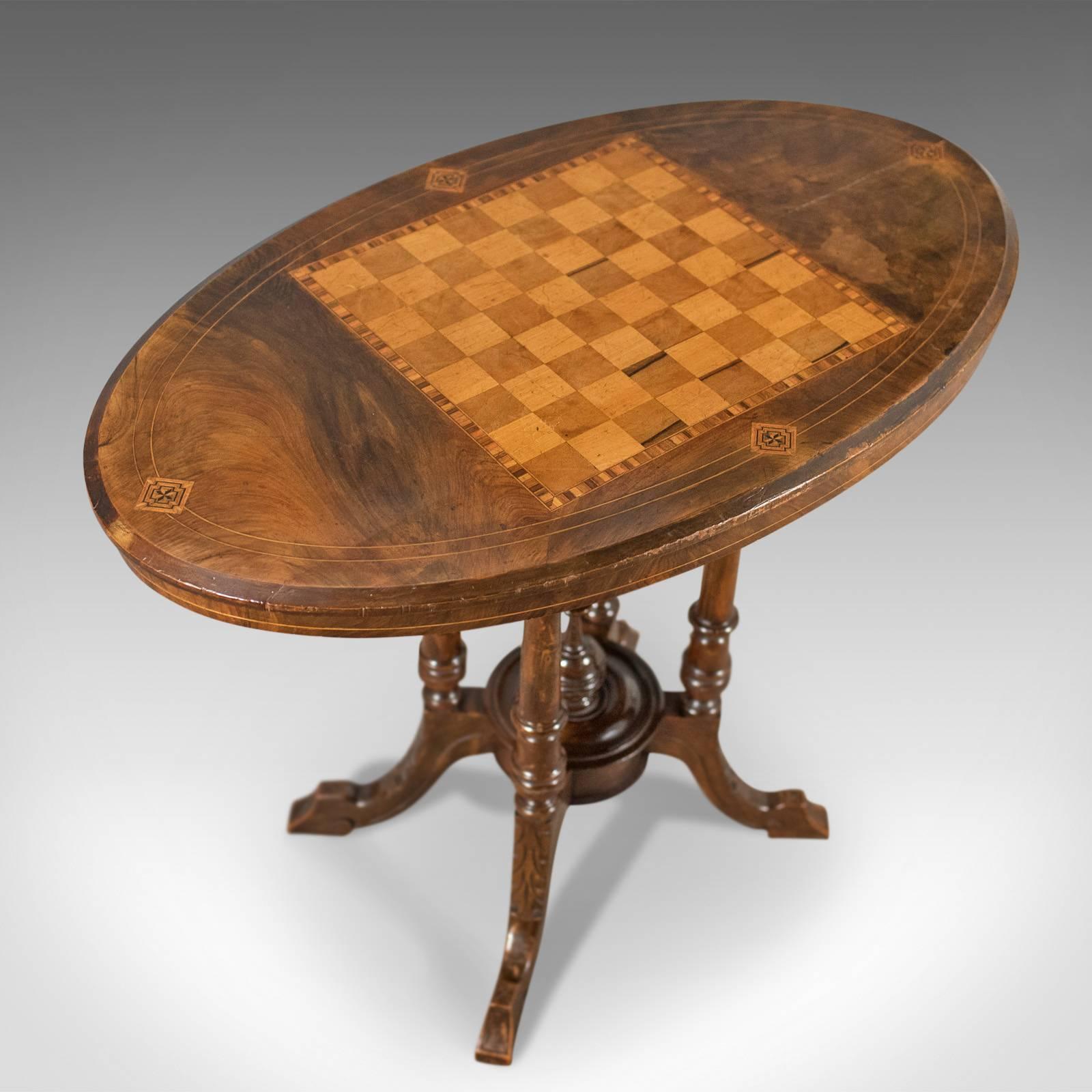 Victorian Antique Side Table with Inlaid Chessboard, English, circa 1880 In Good Condition In Hele, Devon, GB