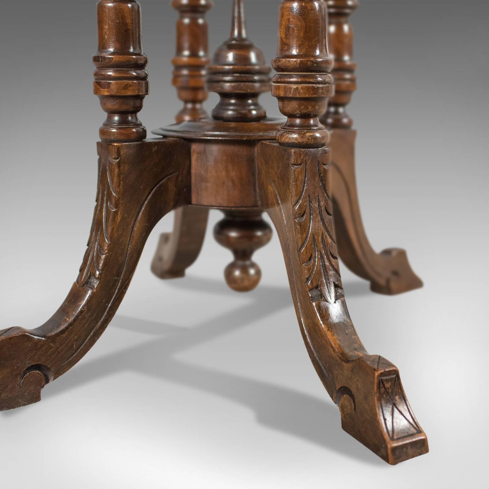 Victorian Antique Side Table with Inlaid Chessboard, English, circa 1880 4