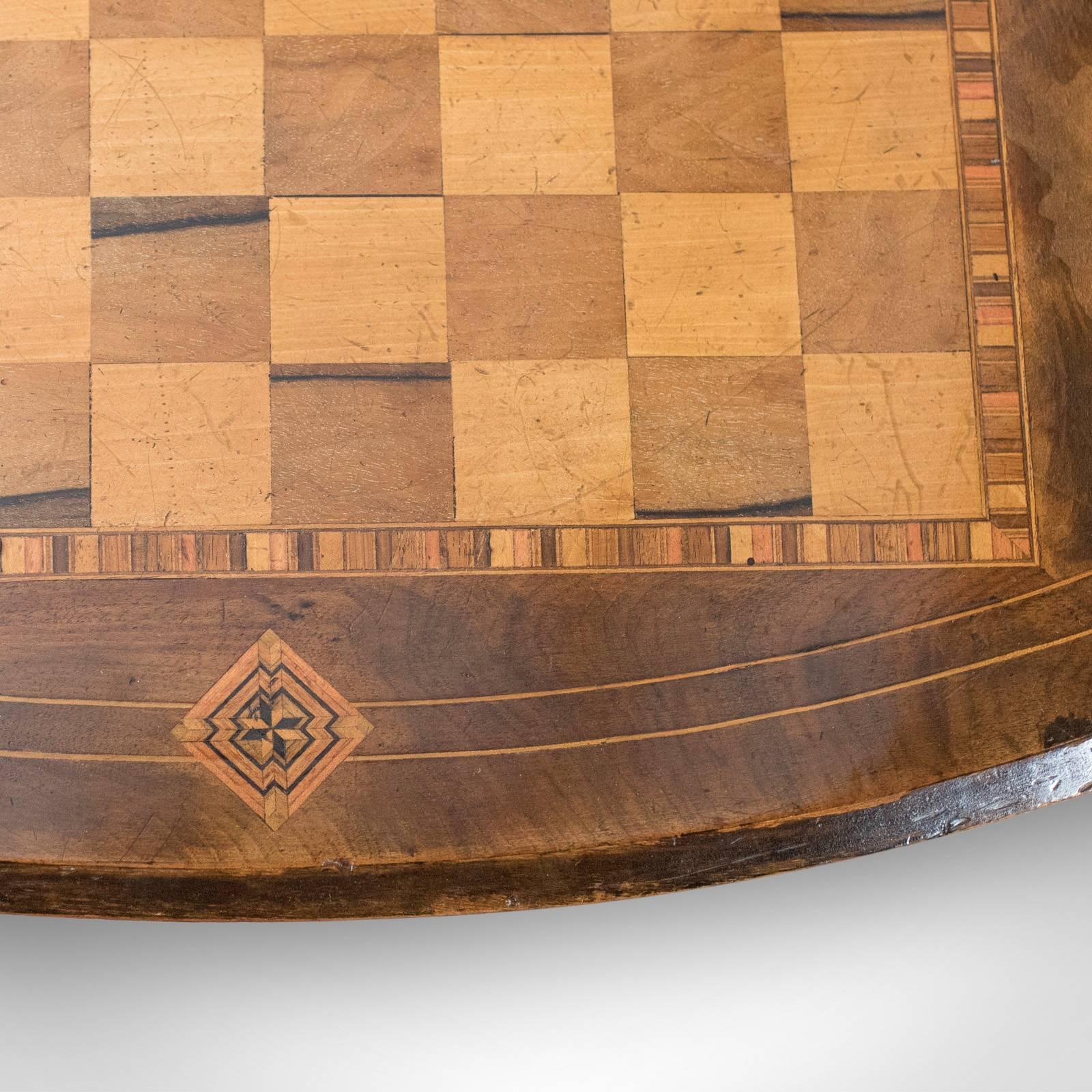 Victorian Antique Side Table with Inlaid Chessboard, English, circa 1880 1