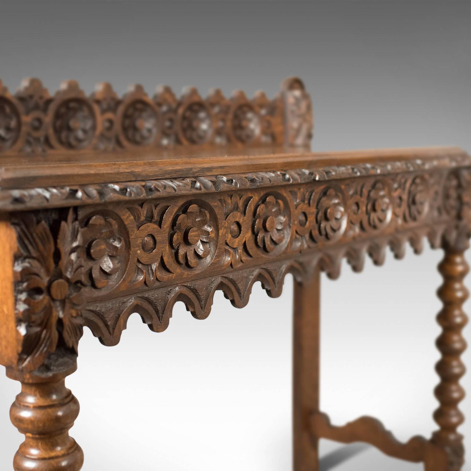 Antique Console Table, 19th Century Scottish Carved Oak 3