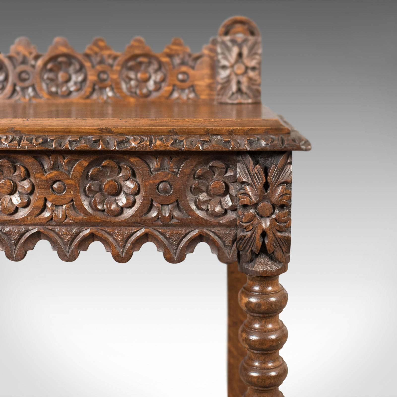 Antique Console Table, 19th Century Scottish Carved Oak 4