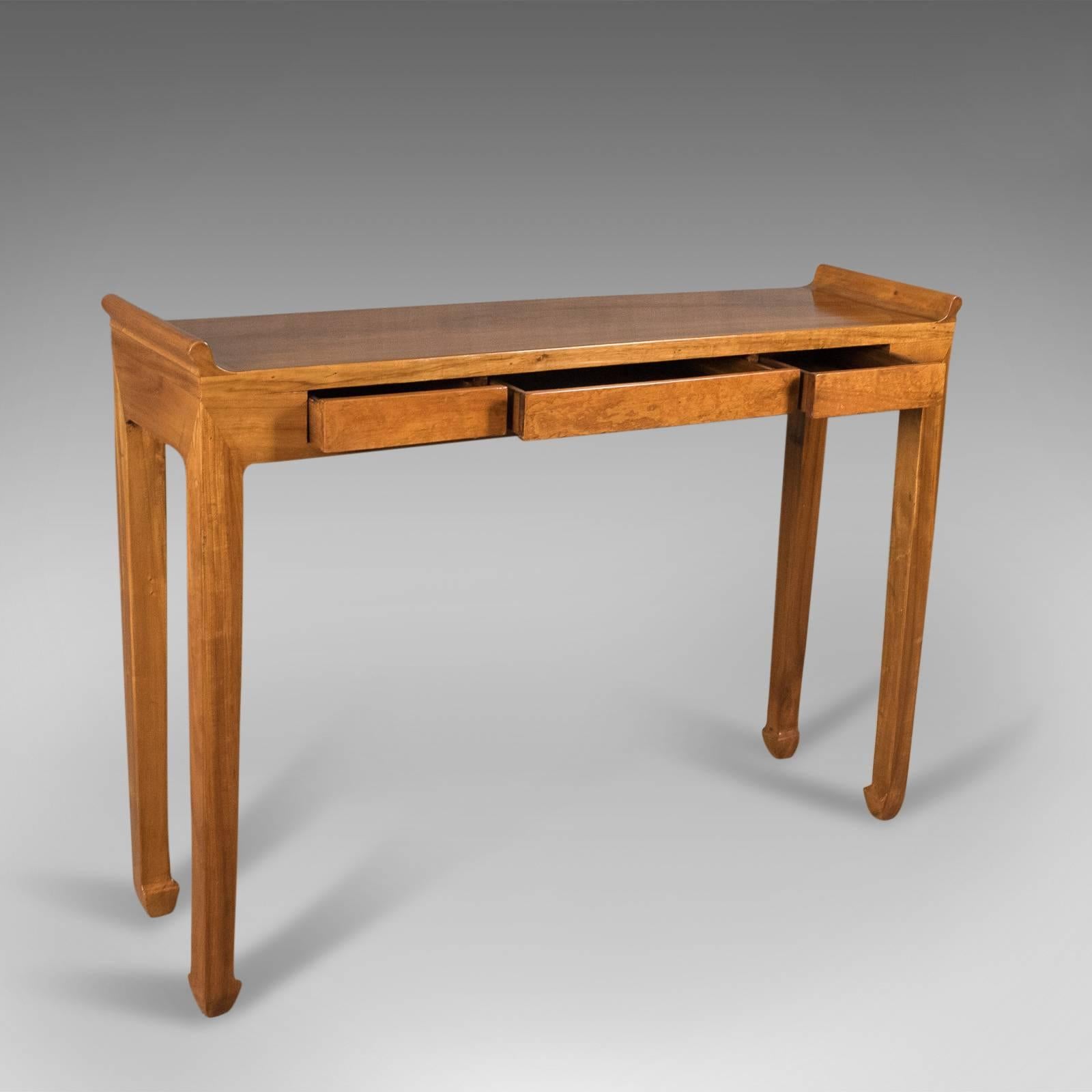 Chinese Midcentury Hall Console Table, Oriental Alter Table in Cherry