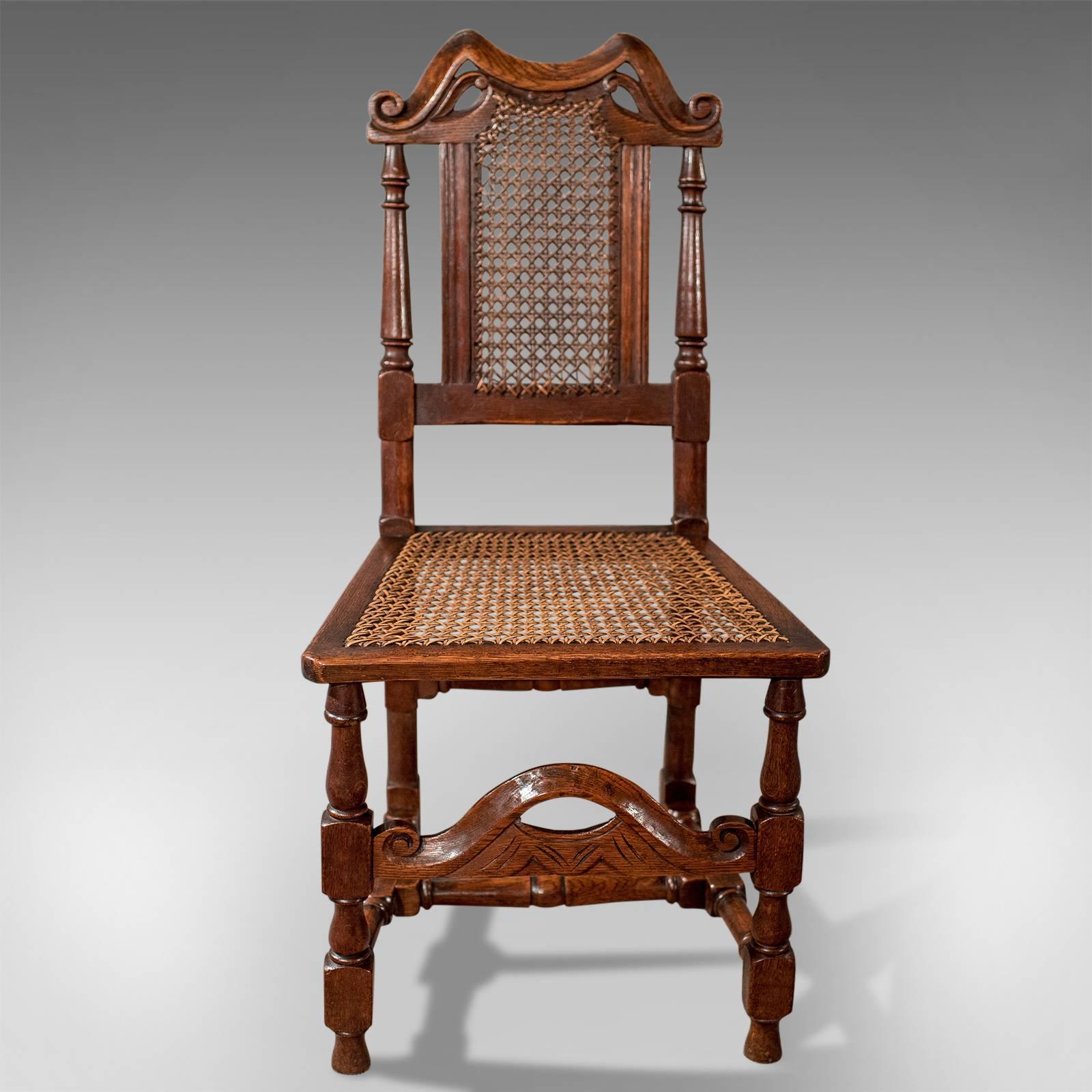 Oak Scottish Side Hall Chair Bergere Seat Fine Quality Victorian, circa 1880 In Good Condition In Hele, Devon, GB