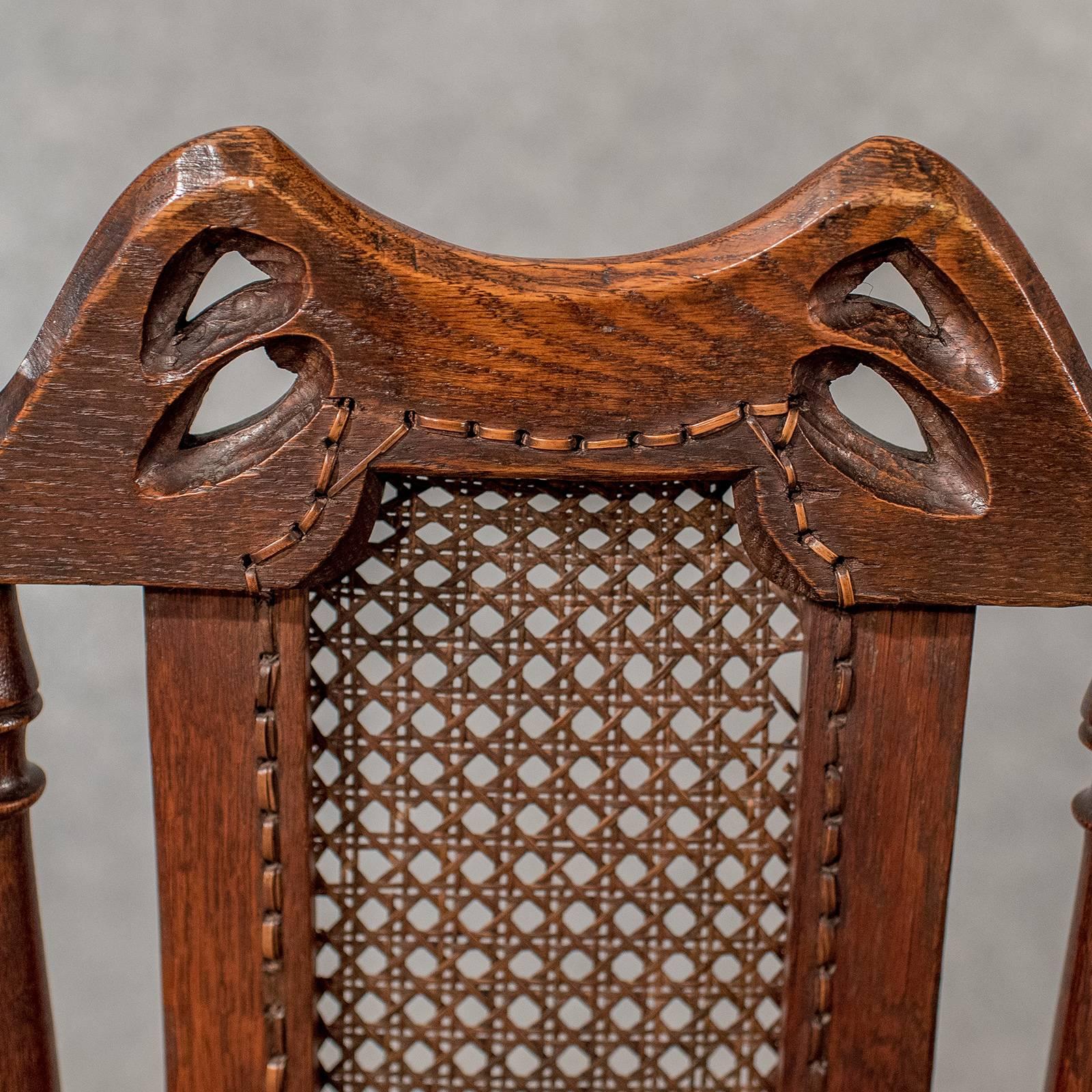 19th Century Oak Scottish Side Hall Chair Bergere Seat Fine Quality Victorian, circa 1880