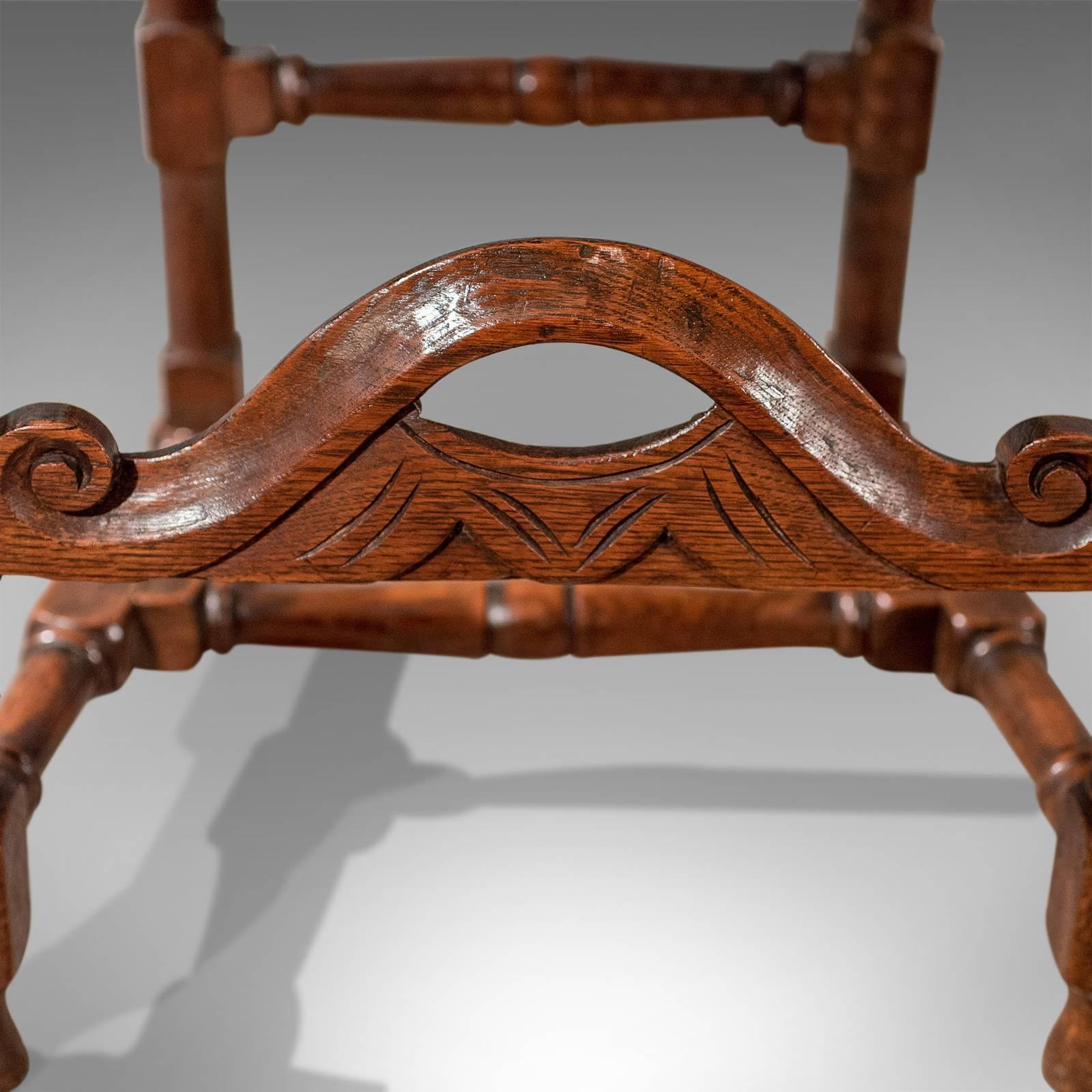 Oak Scottish Side Hall Chair Bergere Seat Fine Quality Victorian, circa 1880 3