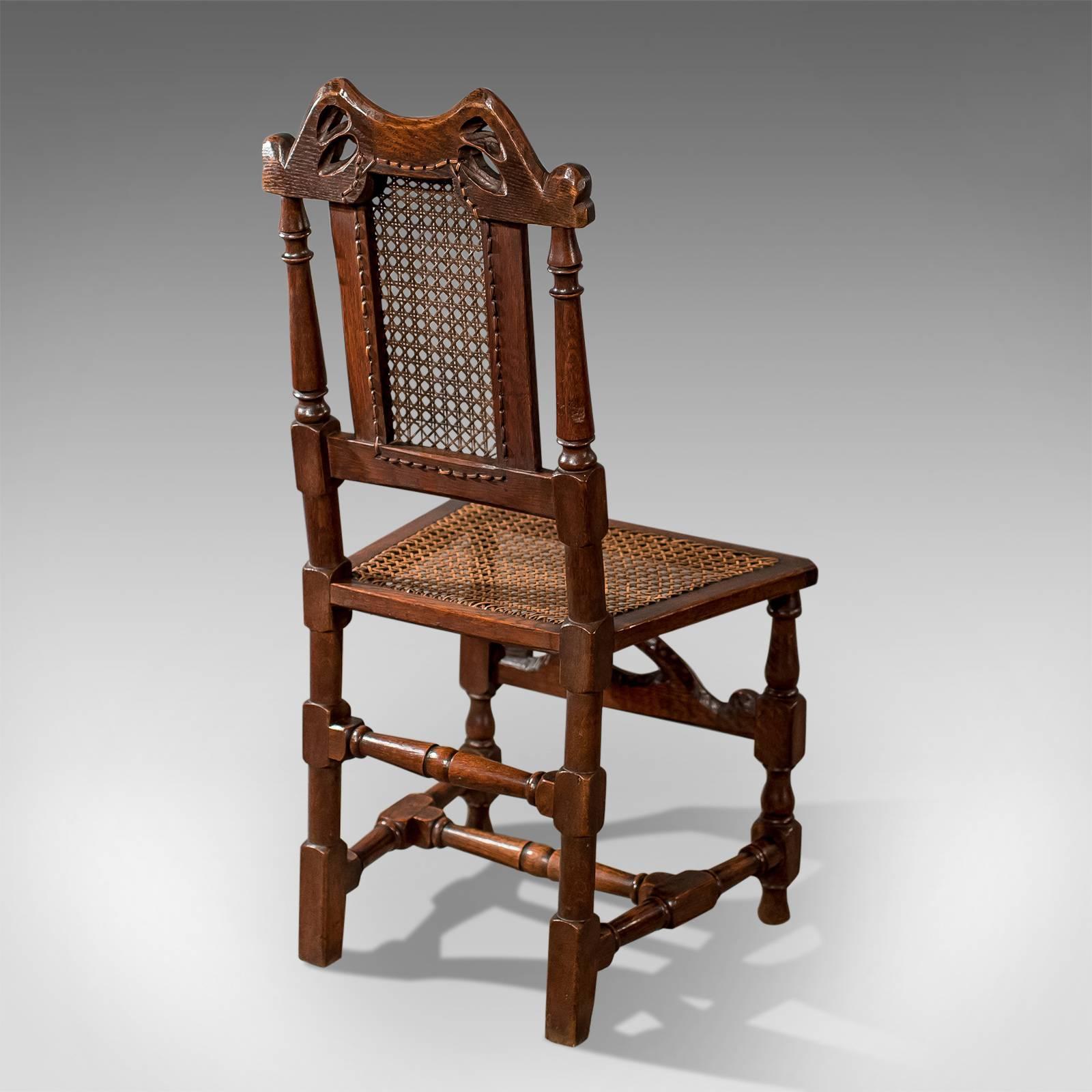 Oak Scottish Side Hall Chair Bergere Seat Fine Quality Victorian, circa 1880 5