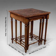 Nest of Side Tables Embossed Bolivian Inca Leather Tops Edwardian, circa 1910