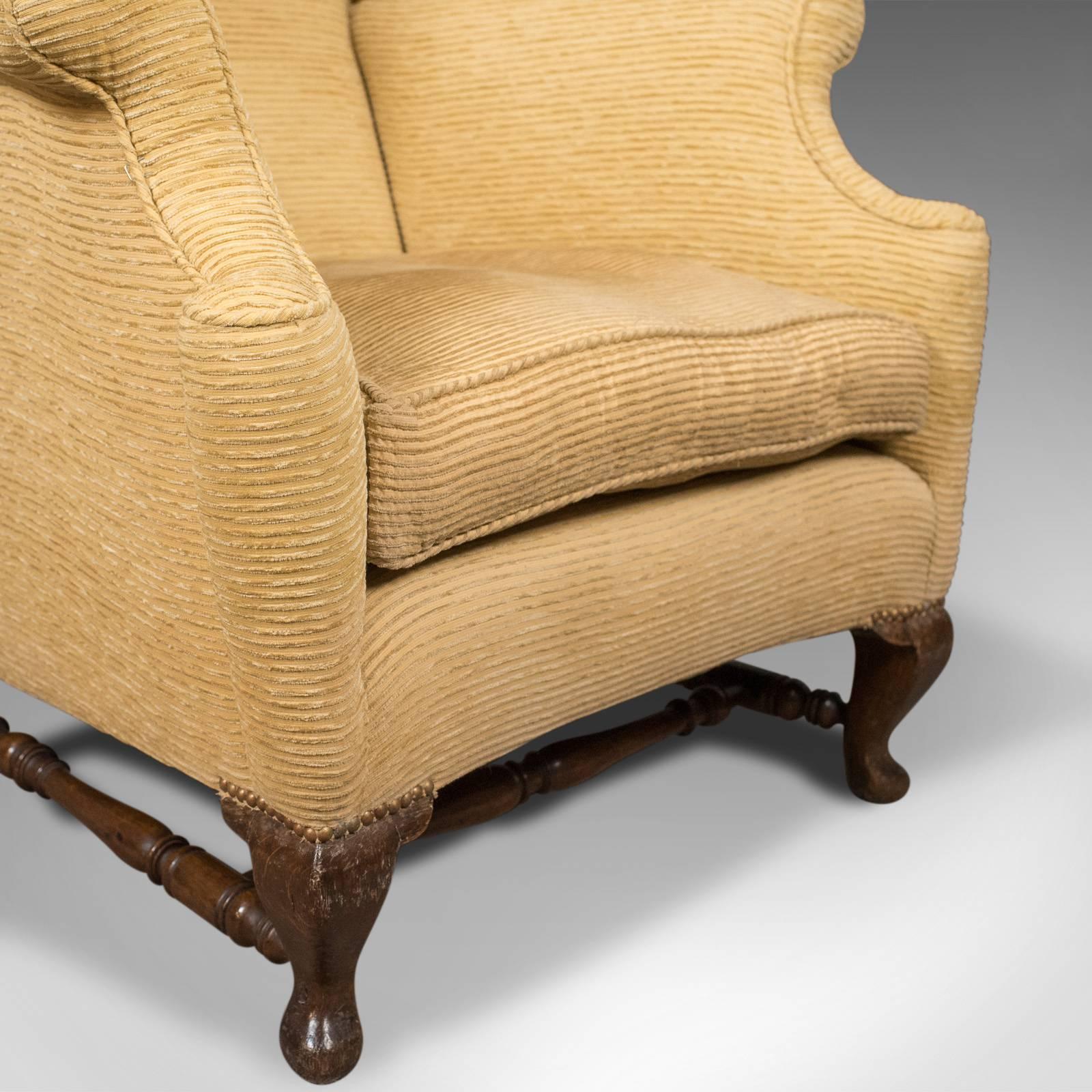 Upholstery Late Victorian Antique Wing Back Armchair, circa 1900