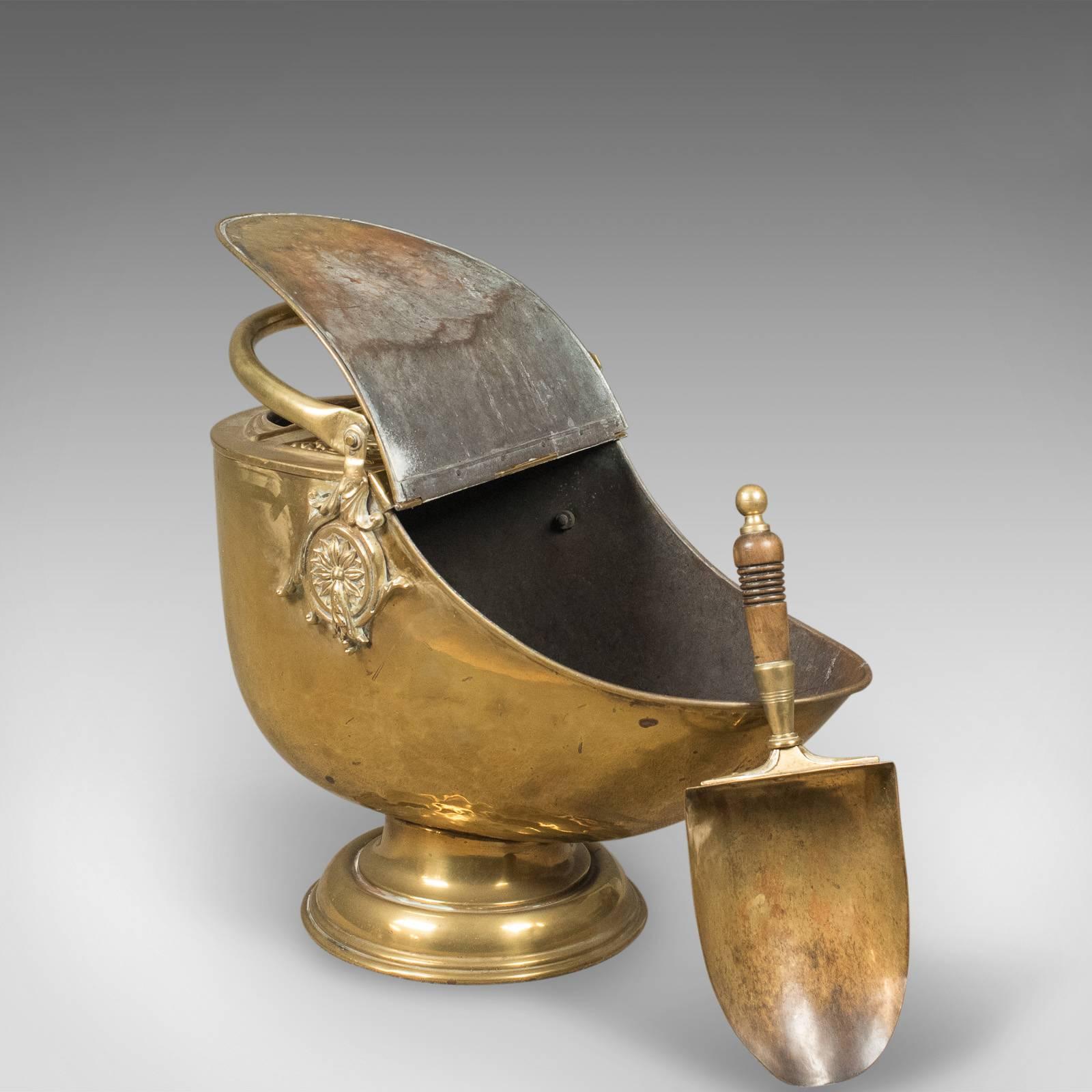brass coal bucket with lid