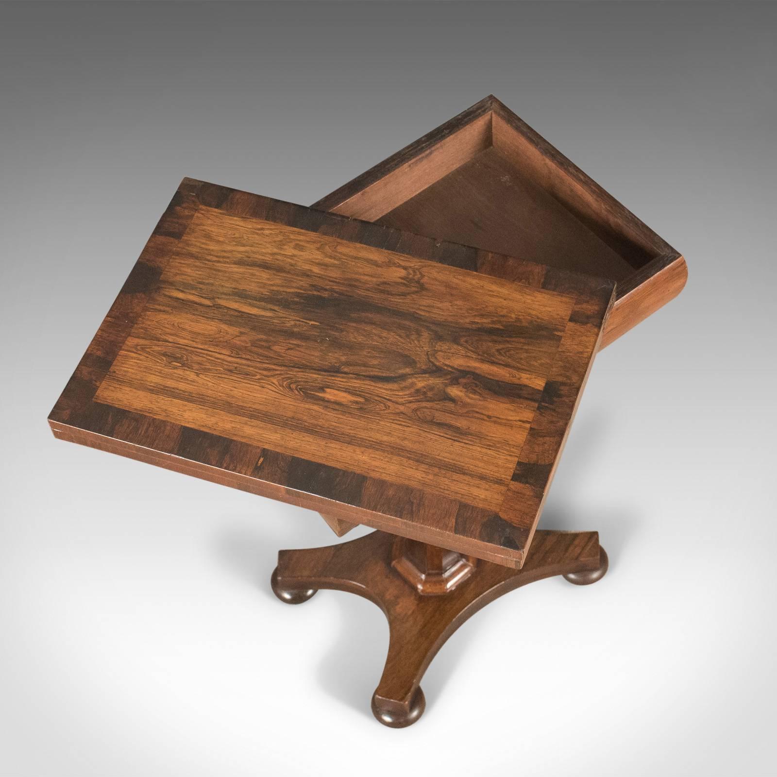 Rosewood Antique Fold over Games Table, English Regency, Chess Board, circa 1820