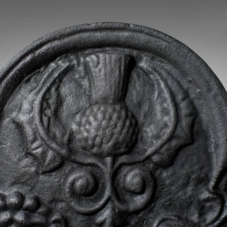 Antique Large Cast Iron Fire Back Grate Heat Reflector Plate, circa