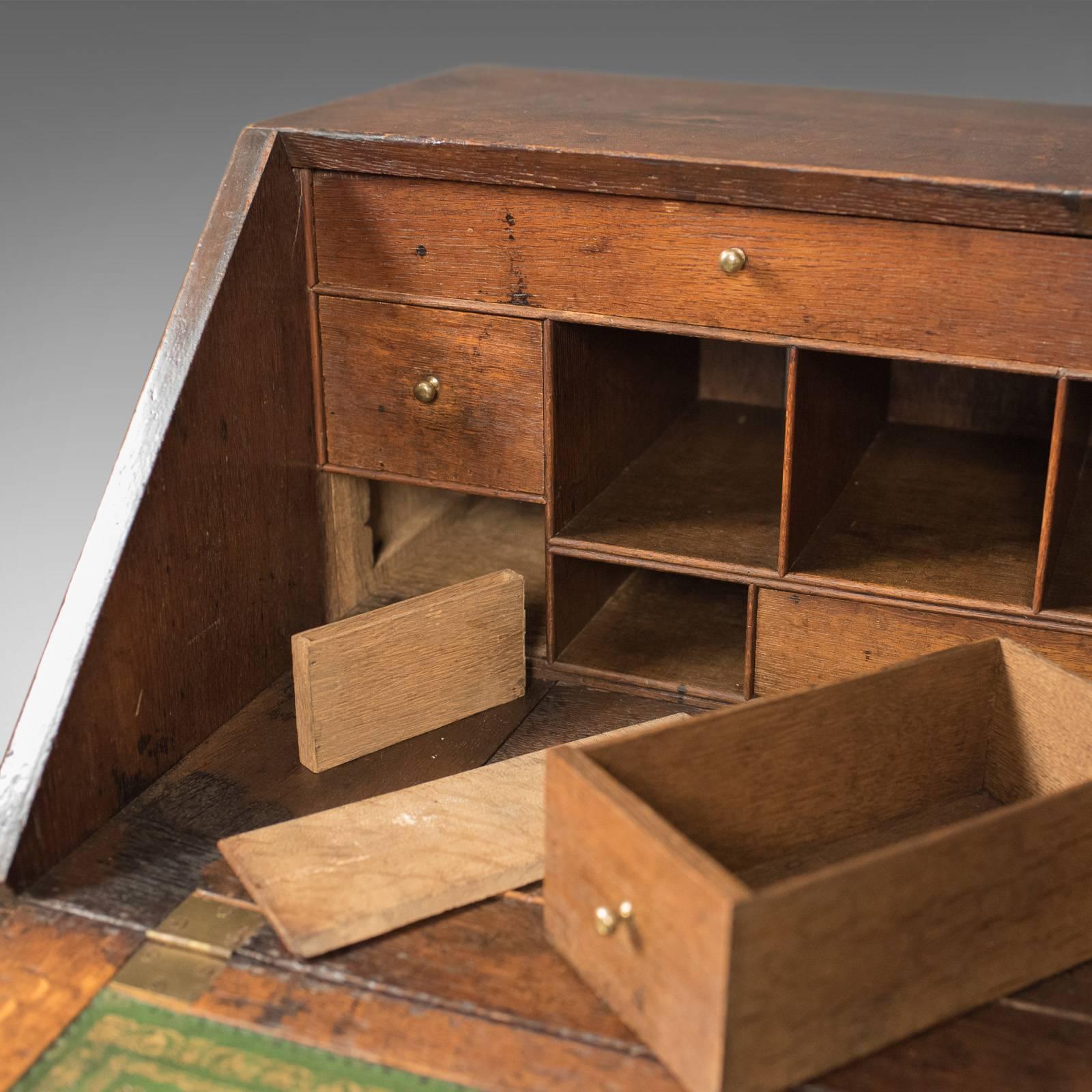 Antique Bureau with Secret Drawers, English Oak Desk, Georgian, circa 1720 1