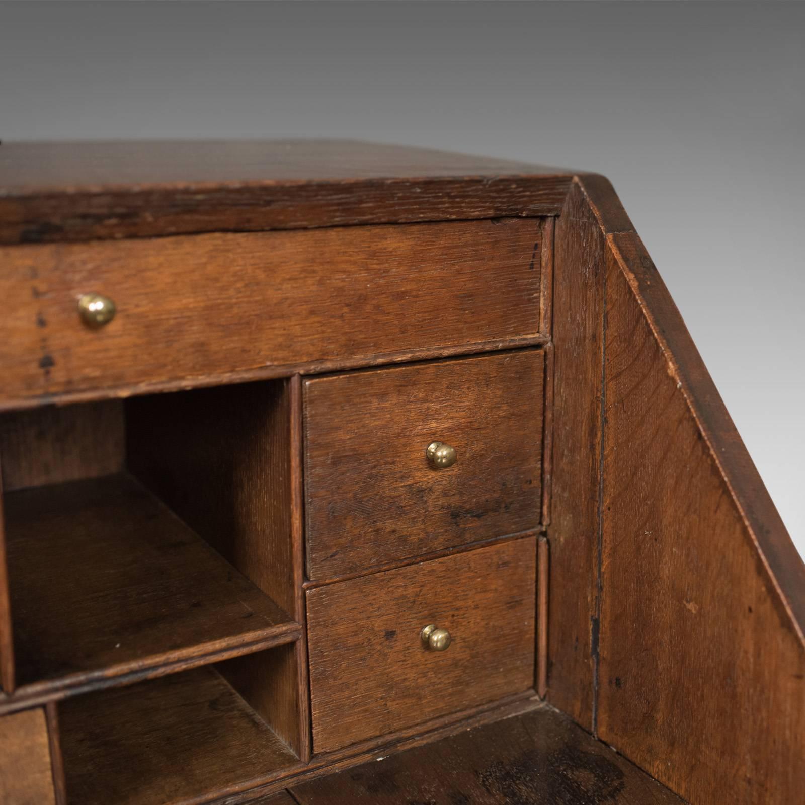 Antique Bureau with Secret Drawers, English Oak Desk, Georgian, circa 1720 2