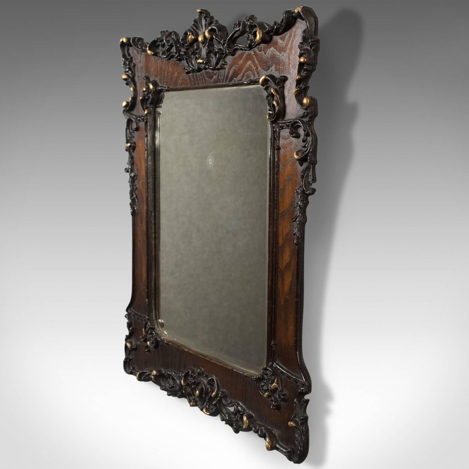 Antique Wall Mirror in Oak Frame, Late Victorian, English, circa 1890 In Good Condition In Hele, Devon, GB