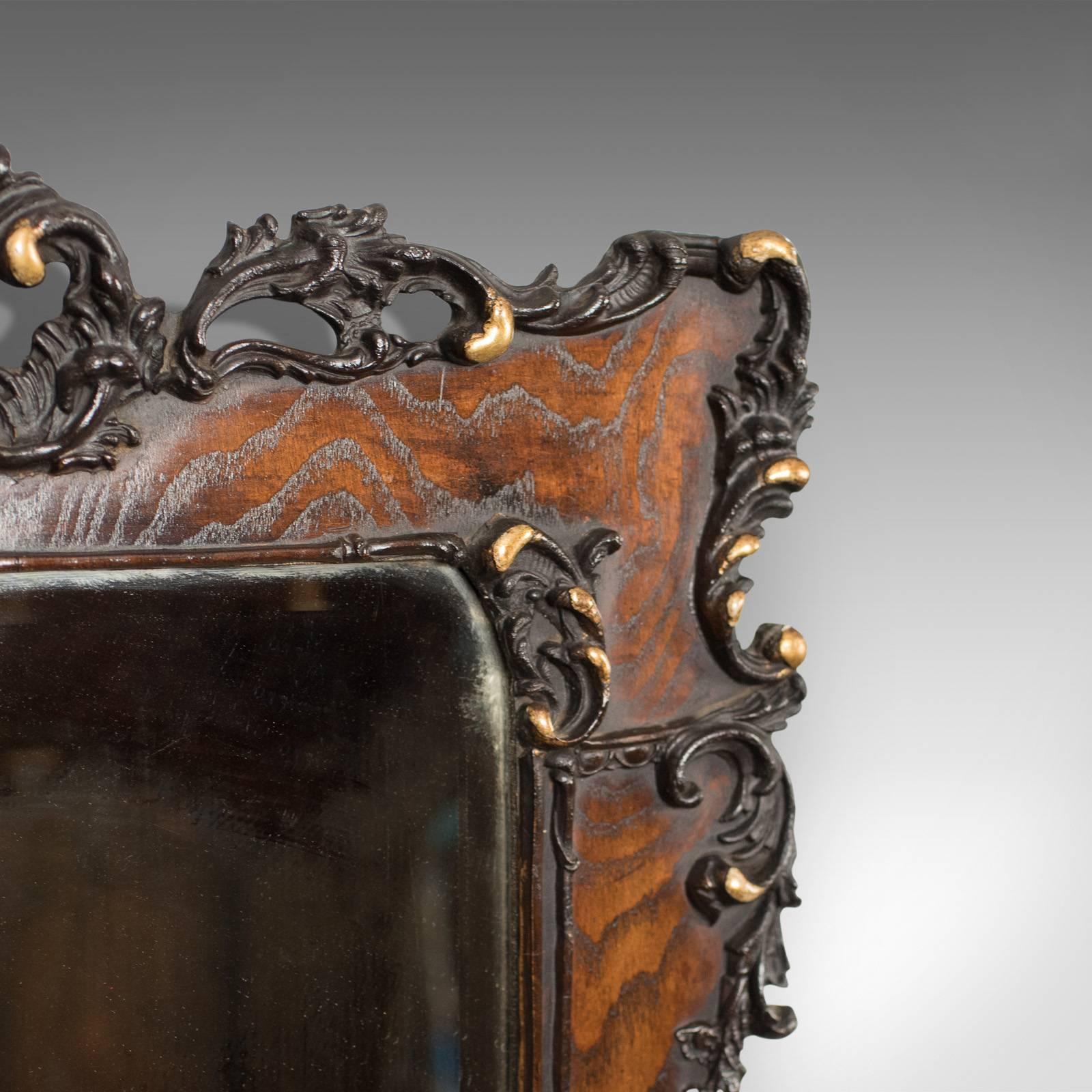 Antique Wall Mirror in Oak Frame, Late Victorian, English, circa 1890 4