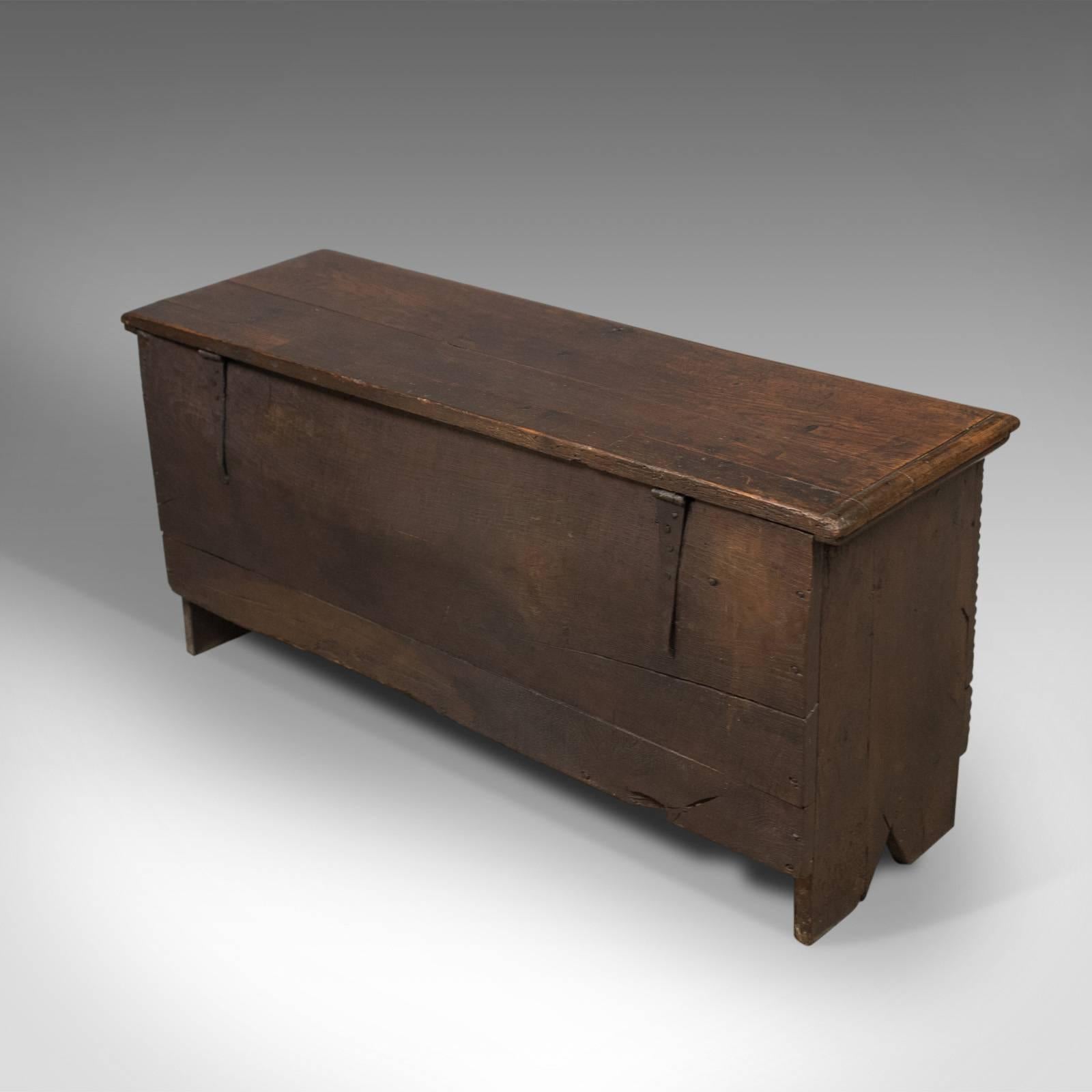 Antique Coffer, Six Plank Sword Chest, English Oak, 17th Century, circa 1670 In Good Condition In Hele, Devon, GB