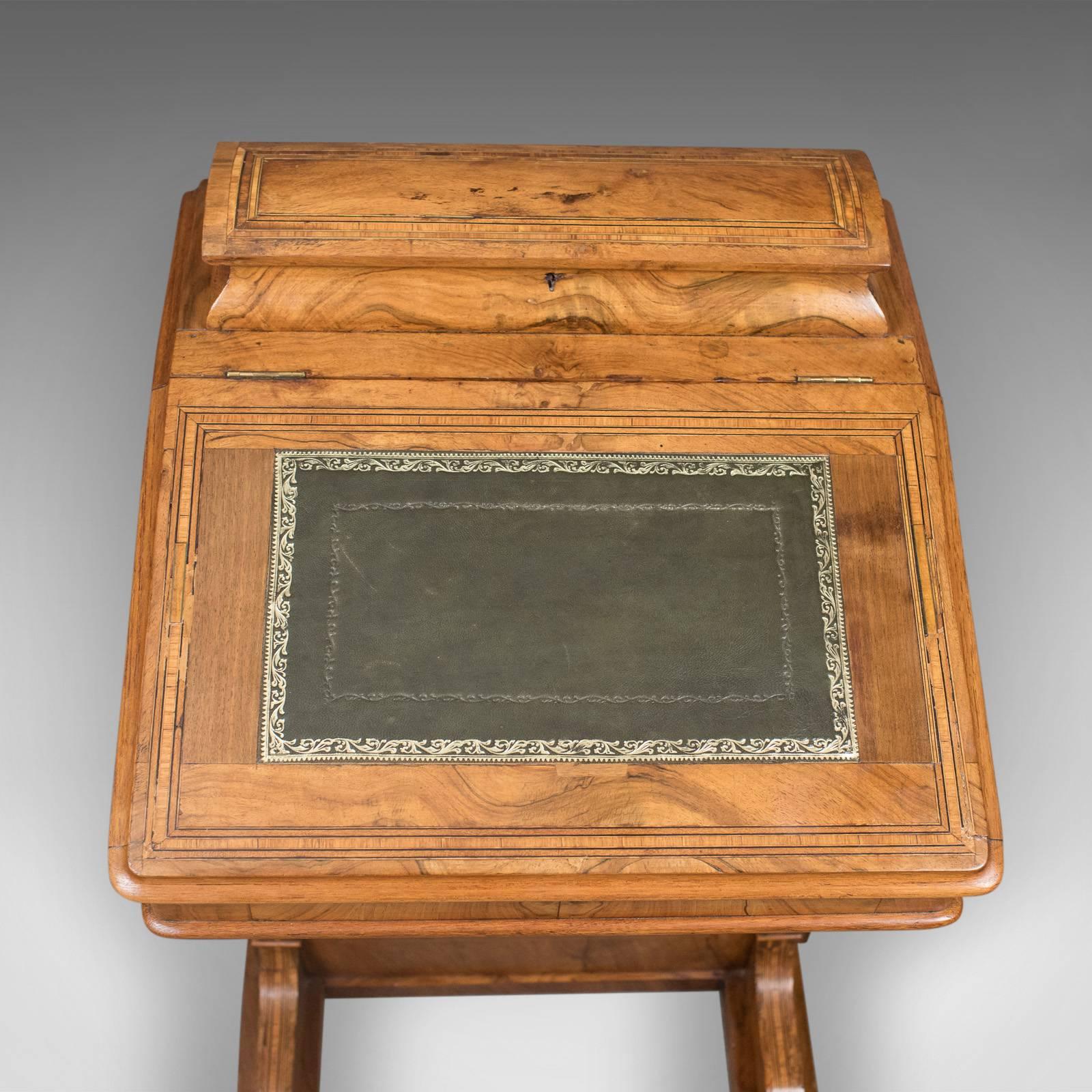 Victorian Antique Davenport, Burr Walnut English Desk, Writing Table, circa 1850 3
