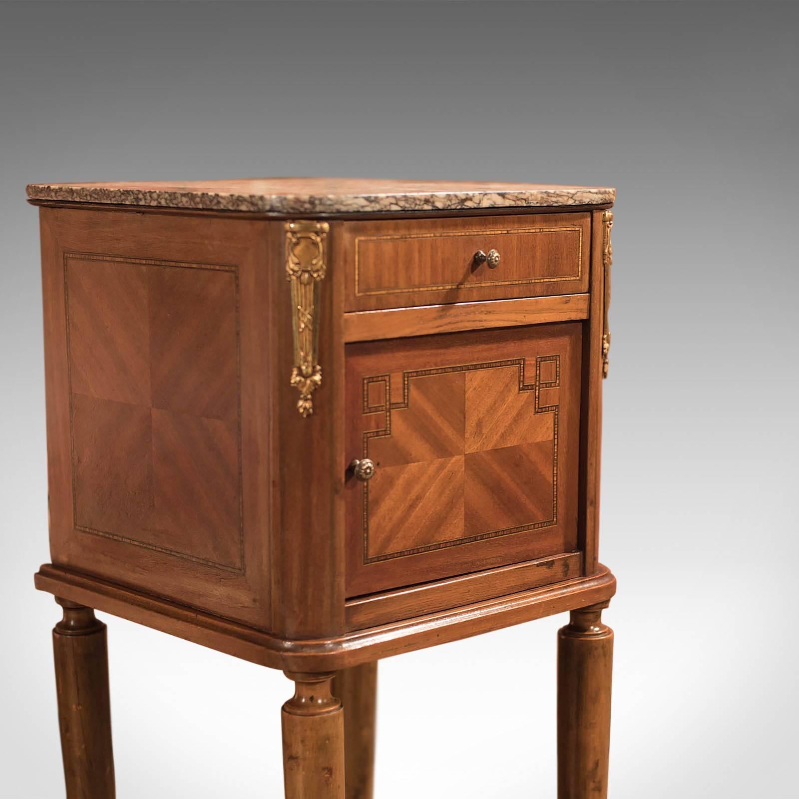 French Provincial Antique Bedside Table, Mahogany Pot Cupboard, Nightstand, circa 1900