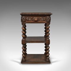 Antique Side Table, Carved Green Man English Oak Stand, Whatnot, circa 1880