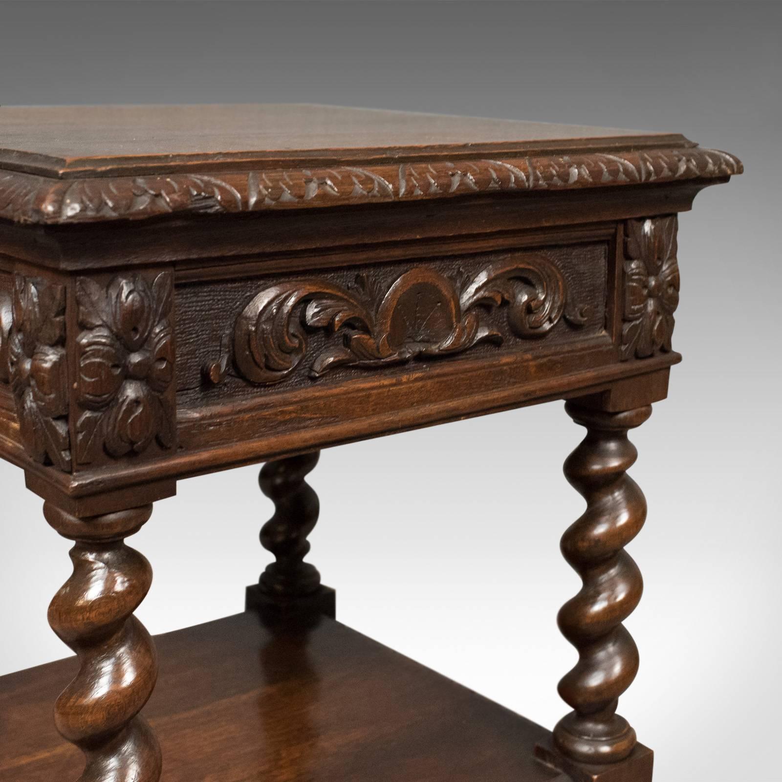 Antique Side Table, Carved Green Man English Oak Stand, Whatnot, circa 1880 2