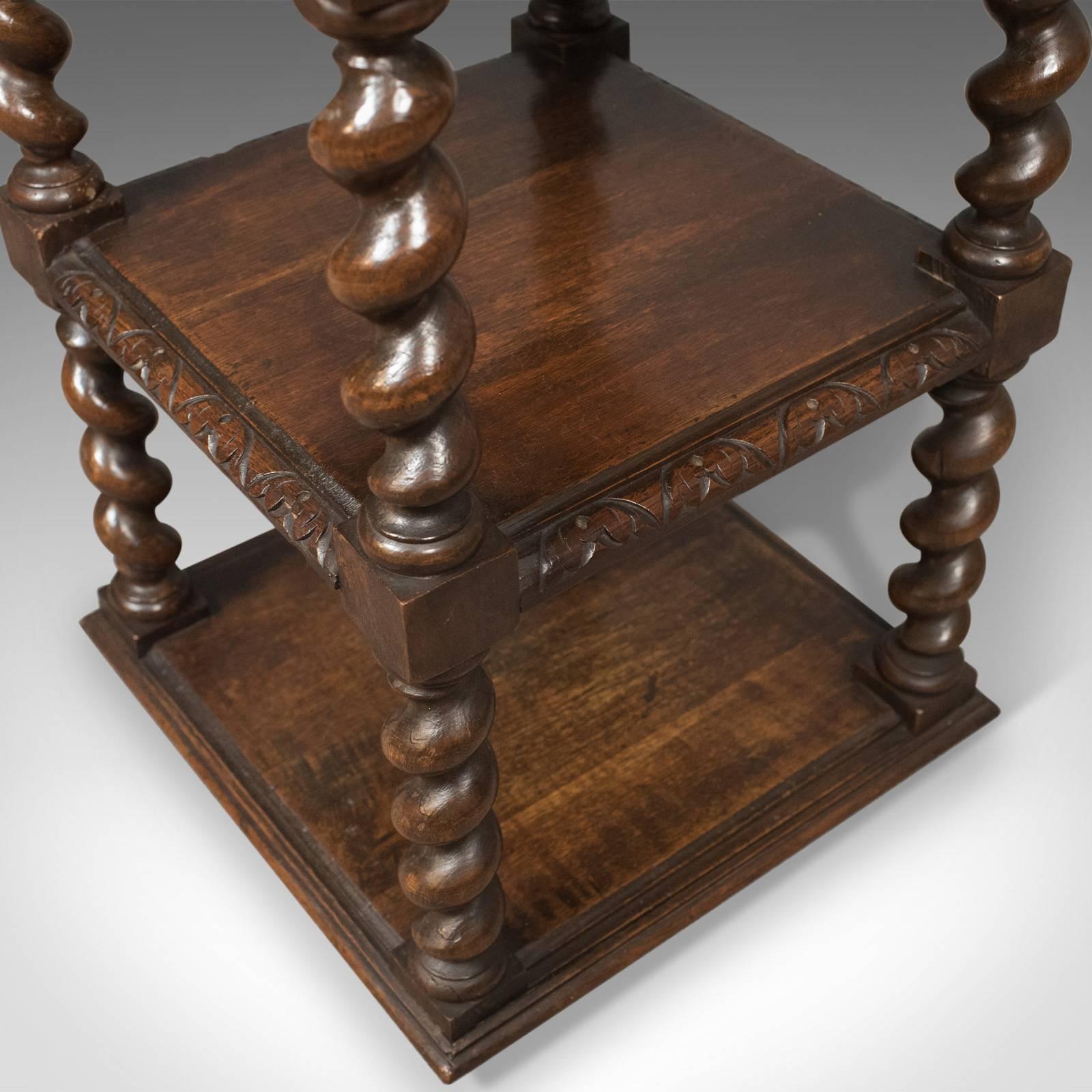 Antique Side Table, Carved Green Man English Oak Stand, Whatnot, circa 1880 4