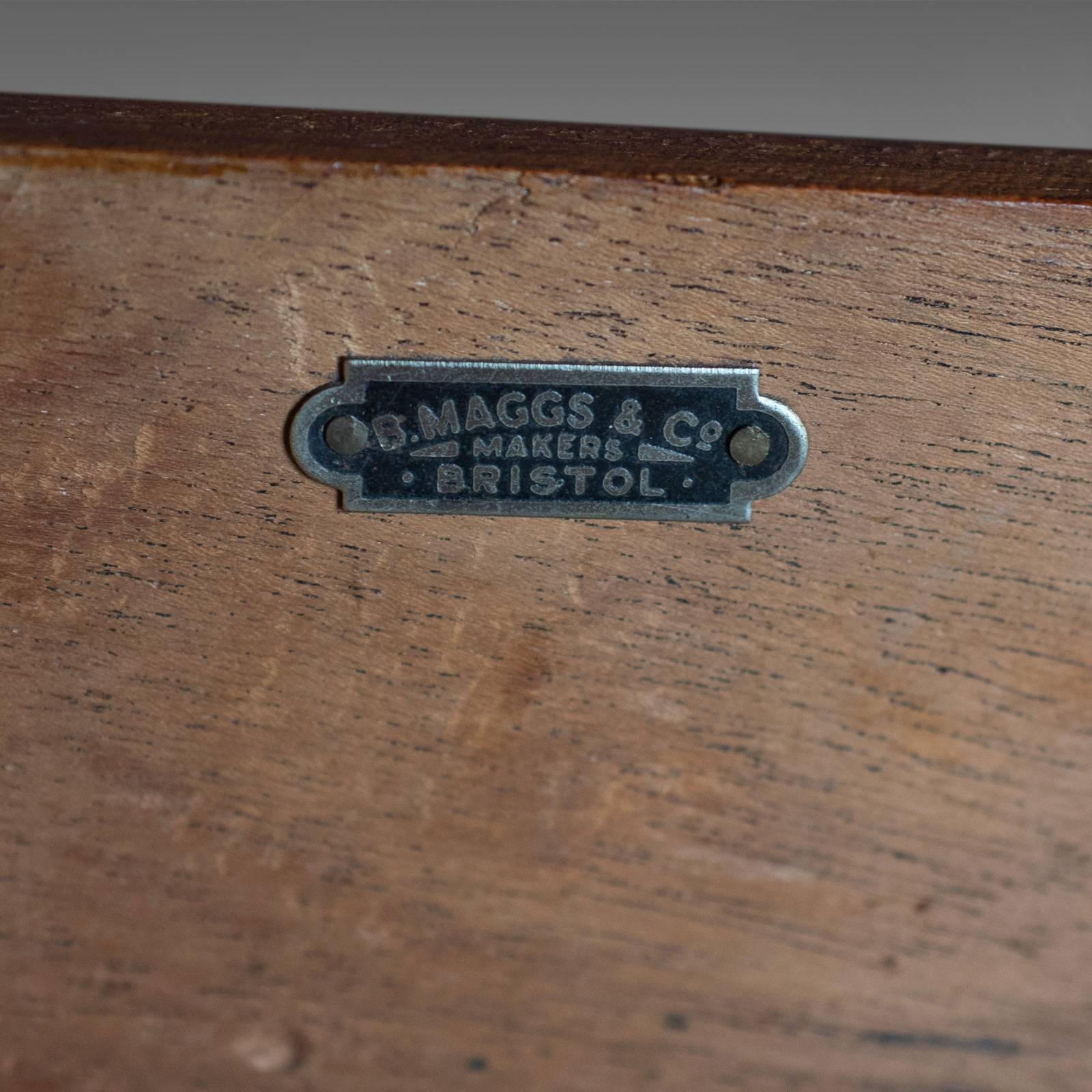 1930s Vintage Oak Desk by Maggs & Co, English Pedestal Library 1