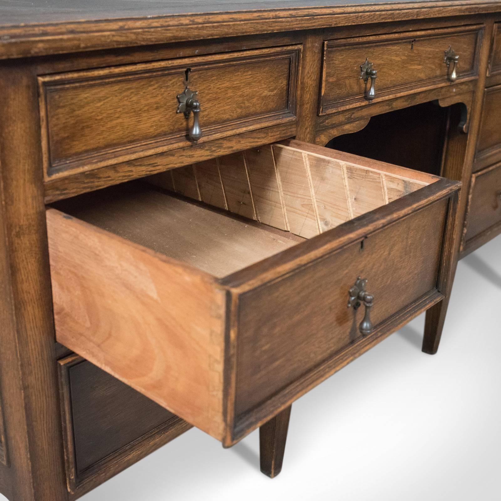 20th Century 1930s Vintage Oak Desk by Maggs & Co, English Pedestal Library