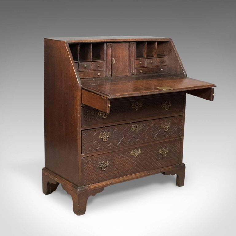 Antique Bureau, English Oak Writing Desk, circa 1800 at 1stDibs
