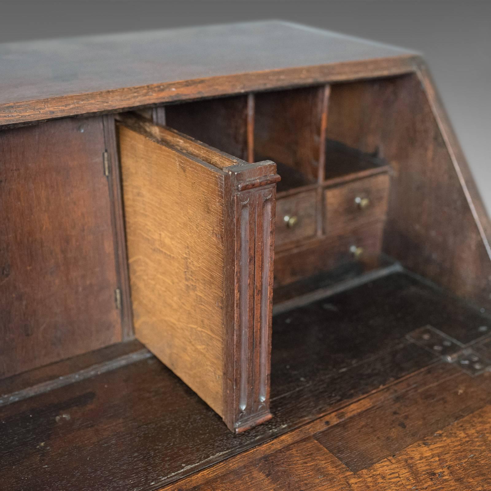 19th Century Georgian Antique Bureau, English Oak Writing Desk, circa 1800