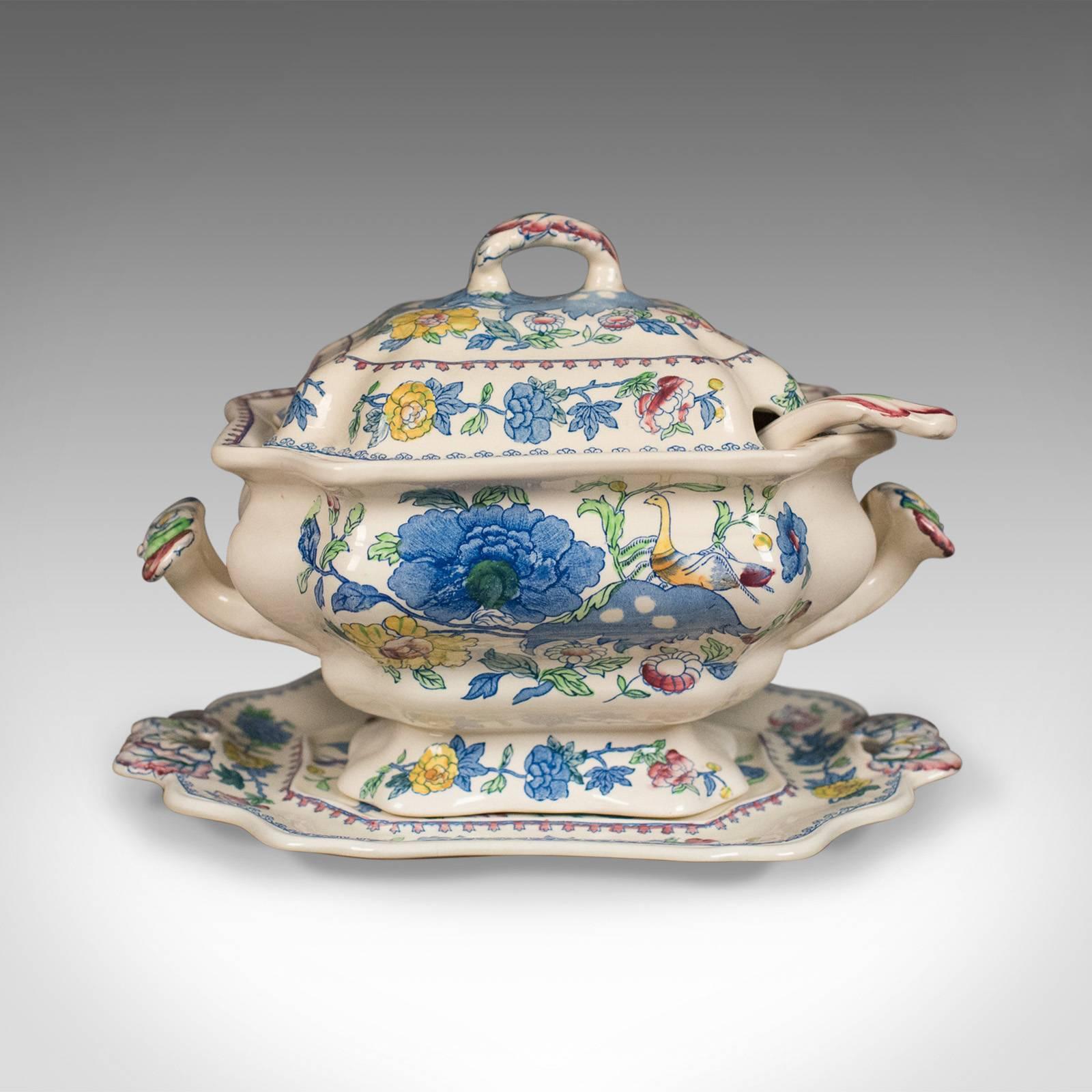 soup tureen with ladle and plate