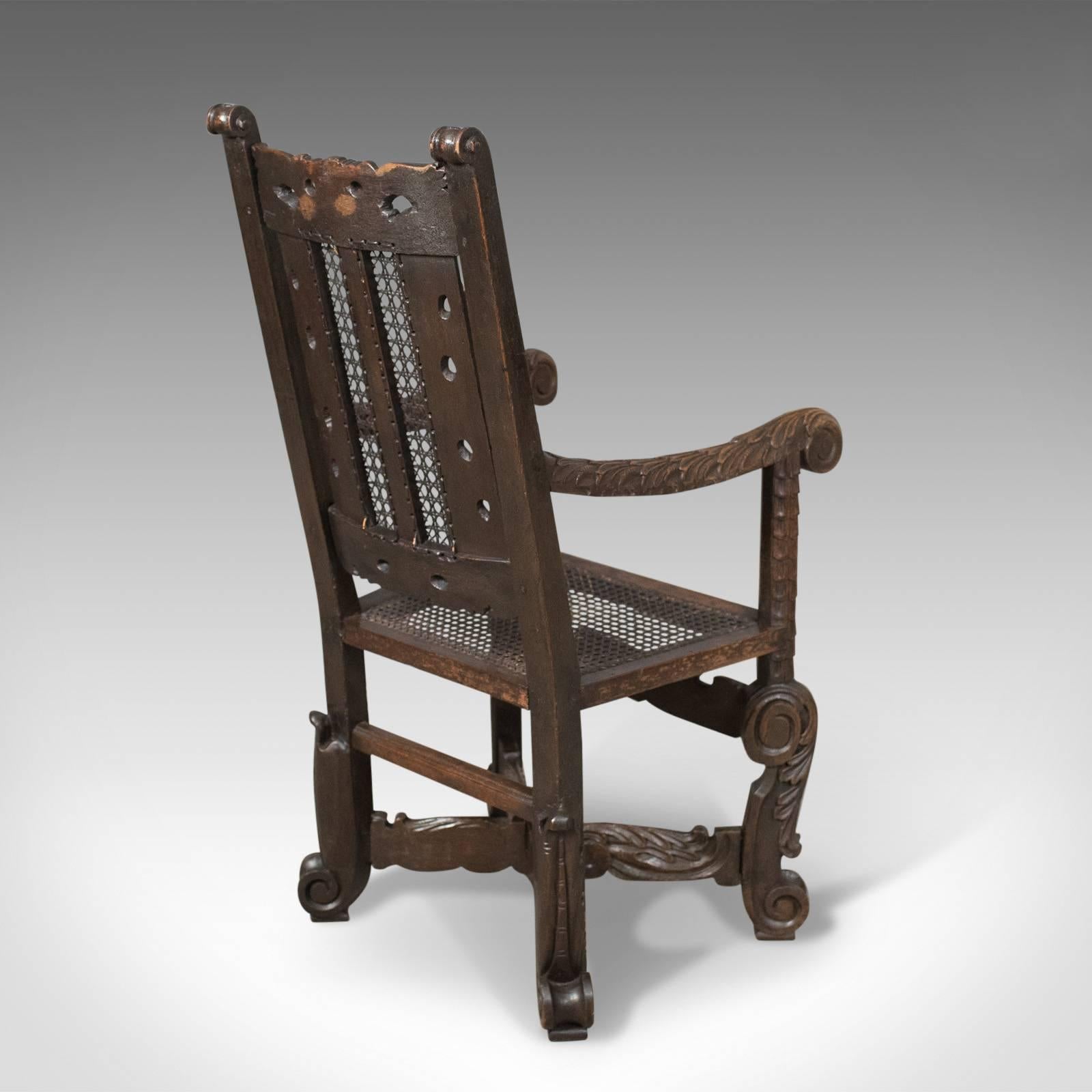 Antique Armchair, Victorian Carved Side, Hall Chair, English, Oak, circa 1880 5