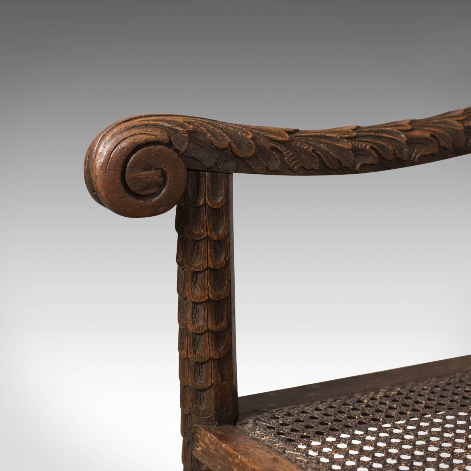 19th Century Antique Armchair, Victorian Carved Side, Hall Chair, English, Oak, circa 1880