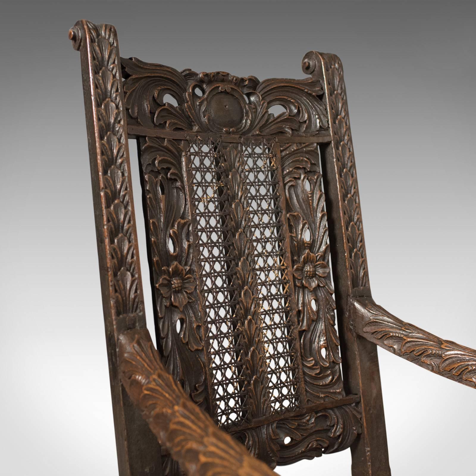 Antique Armchair, Victorian Carved Side, Hall Chair, English, Oak, circa 1880 In Good Condition In Hele, Devon, GB