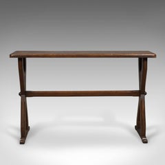 Antique Console Table, Narrow X-Frame, English Oak, Gothic Overtones, circa 1880
