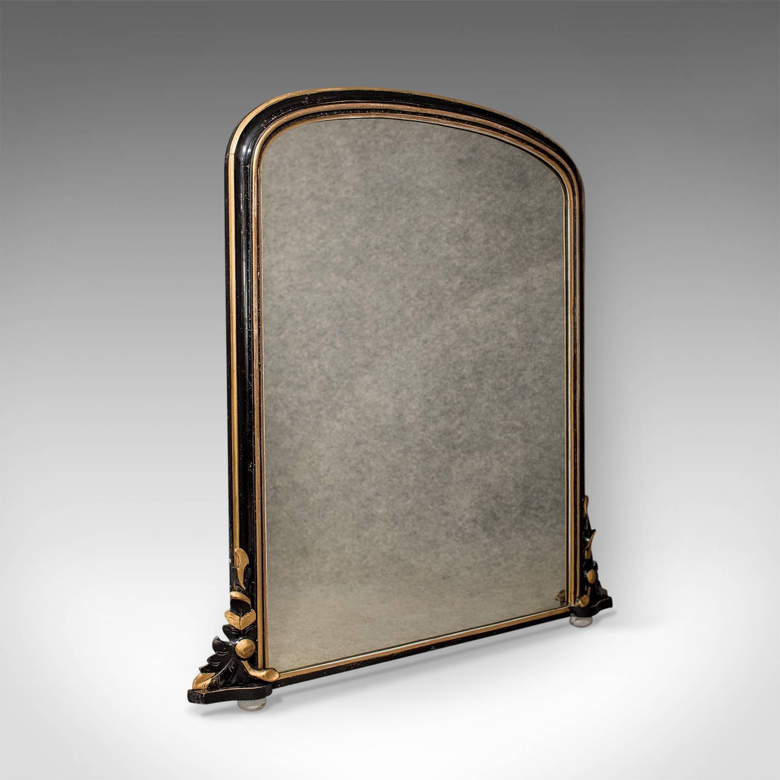 Regency Antique Overmantel Mirror in Ebonized Giltwood Frame, circa 1820 3