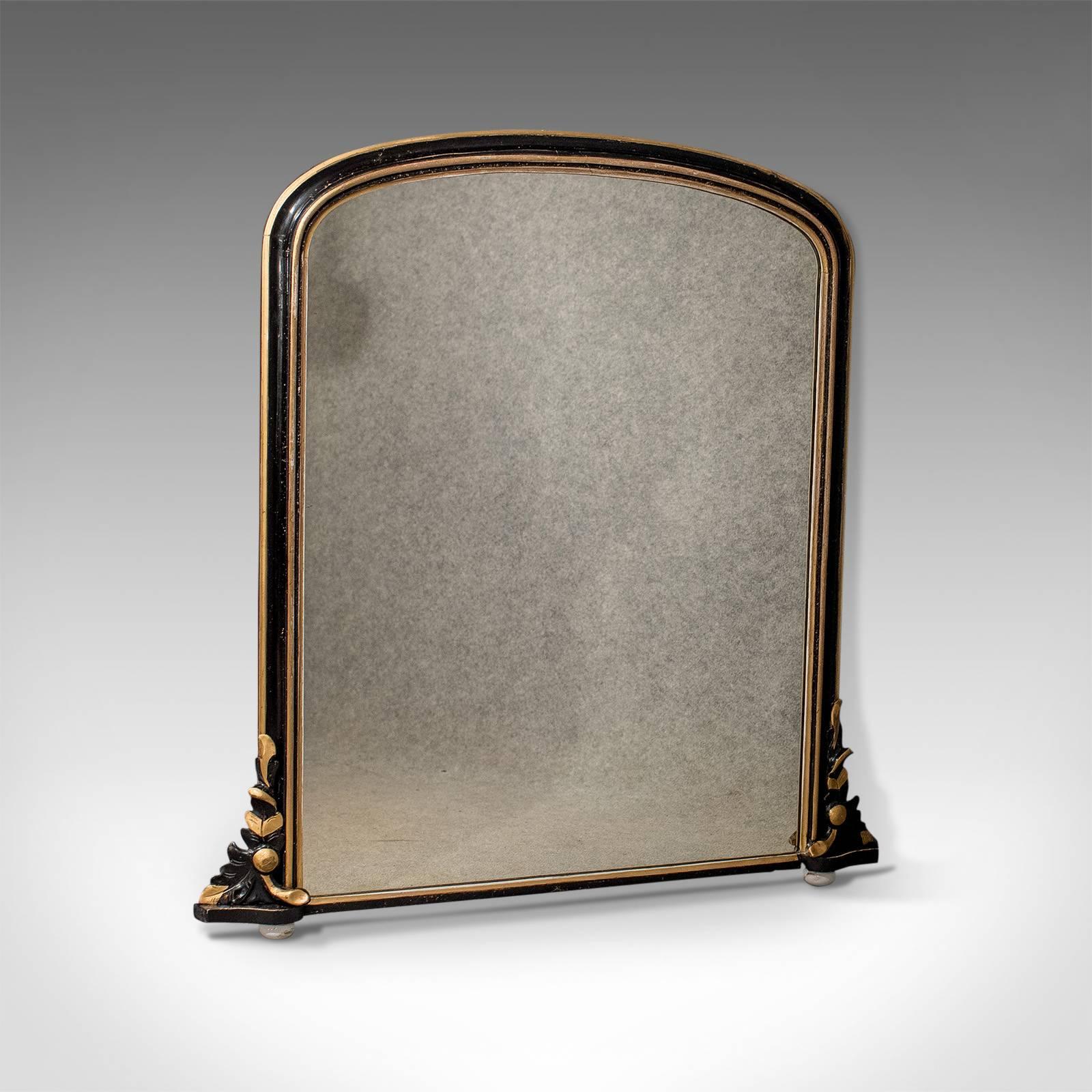 Regency Antique Overmantel Mirror in Ebonized Giltwood Frame, circa 1820 In Good Condition In Hele, Devon, GB
