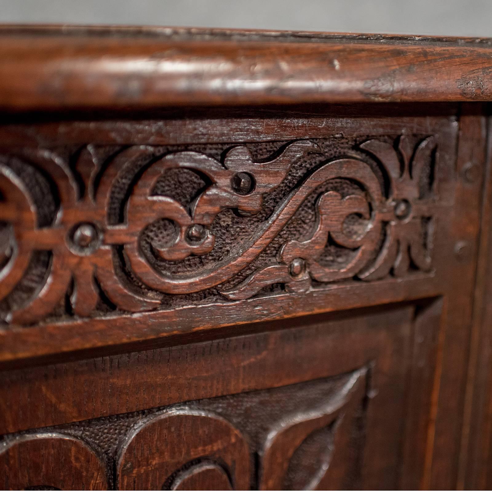 Antique Coffer, English Oak Joined Chest, Queen Anne, circa 1700 4