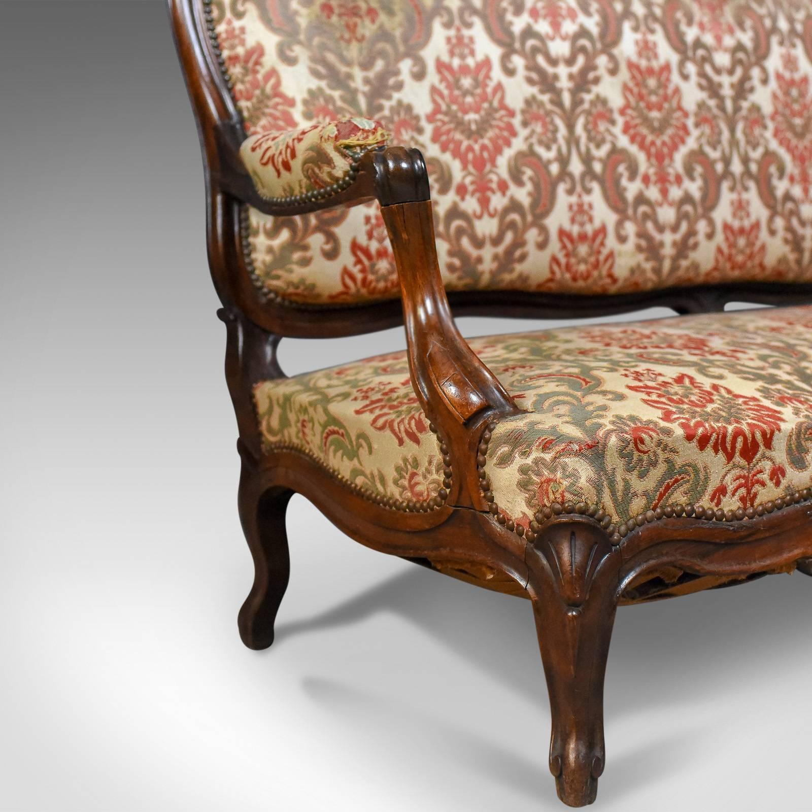 Victorian Antique Settee, Rosewood, English, Three-Seat Sofa, circa 1850 1